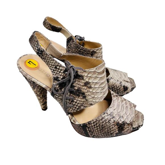 Boutique 9 Snakeskin Leather Sandal Heels Size 7 - Picture 2 of 15